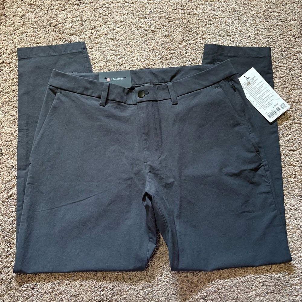 lululemon athletica Men's Black ABC Slim-Fit Trousers 34 x 30L Versa Twill NWT